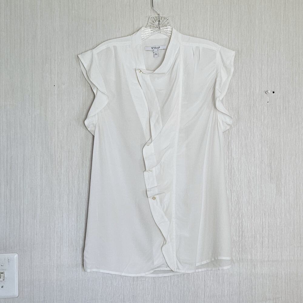 SALE Derek Lam 10 Crosby Asymmetrical Button Front Blouse Top Sz 8 EUC